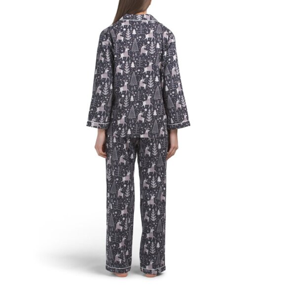 CRAFTED BY MAHOGANY Grey 2pc Flannel Winter Wonderland Pajama Set - Picture 2 of 2